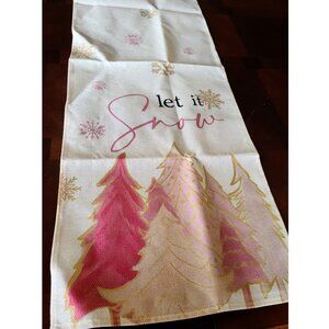 Christmas Table Runner Pink Snowflake Decor Holiday Decoration Decorative Cloth